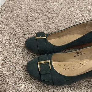 Suede like material, Elegant Green Women's Shoes